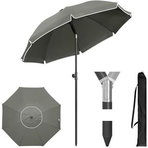 WOLTU Parasol balkon φ135/155/175 cm, uv-bescherming strandscherm UPF 50+, in hoogte verstelbaar en knikbaar, draagbaar met draagtas, geventileerde ronde parasol voor balkon/tuin/strand, beige