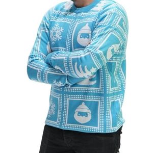 Kersttruien voor dames en heren, Kersttrui voor volwassenen, Kerstcadeau voor dames en heren, Ronde Hals Winter Acryl Kersttrui, Unisex Kersttrui (DE/NL/SE/PL, Alfabetisch, XL, Blauw)