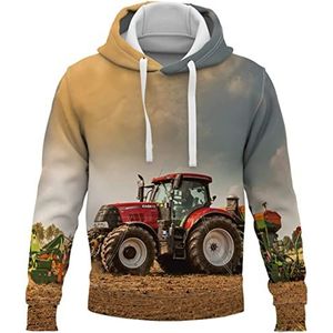 Amacigana 3D tractor- jongens hoody, capuchon, kangoeroezak, heren hoody, sweat-jack met capuchon, lange mouwen, print trui (tractor 9#, 120)