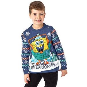 SpongeBob SquarePants Let It Snow Kids Gebreide Trui | Feestelijke kersttrui Trui met cartoonthema voor Sponge Bob Fans