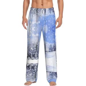 Winter Landscape1 Lange Lounge Wear Broek Nachtkleding Pyjama Bottoms Nachtkleding Nachtkleding Met Zakken En Trekkoord, Wit, S