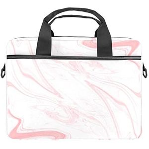 Kokos Boom Patroon Laptop Schouder Messenger Bag Crossbody Aktetas Messenger Sleeve voor 13 13.3 14.5 Inch Laptop Tablet Beschermen Tote Bag Case, Roze Marmer Patroon, 11x14.5x1.2in /28x36.8x3 cm