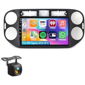 Android 15.0 2 Din Autoradio 9"" Touchscreen Auto Stereo voor VW Tiguan 2010-2016 met Draadloze Carplay Android Auto GPS navigatie AHD Omgekeerd beeld Stuurwielbediening(A,S-1(2G+32G))