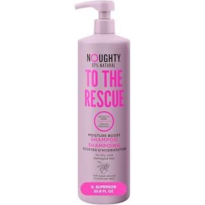 Noughty 97% Natural To The Rescue Moisture Boost Shampoo, 97% natuurlijke sulfaatvrije veganistische haarverzorging, hydraterende formule voor kroeshaar en beschadigd haar, 1L