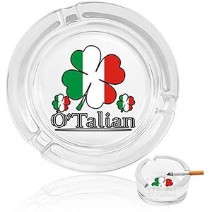 O'Talian Ierse klavertje 4 blad Italiaanse vlag glazen asbak print sigaar asbakken sigaretten asbak roken houder asbak asbak voor thuiskantoor