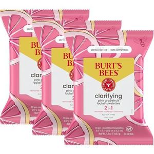 Burts Bees Facial Cleansing Towelettes - Pink Grapefruit for Unisex 30 Pc Towelettes