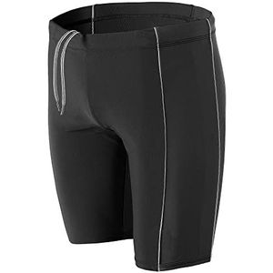 Aquarti Heren Lange Zwembroek Jammer met Biezen, Zwart/Grijs, M