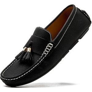 Herenloafers Vierkante neus PU-leer Penny Driving Loafers Flexibele antislip antislip wandelslip-ons (Color : Black, Size : 42 EU)