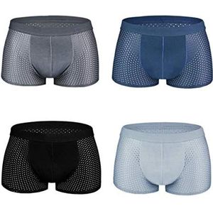 iooico Boxershorts voor heren, 1 & 4 stuks, mesh, ademend, ondergoed, zachte stretch trunks, onderbroek, 4 kleuren, L