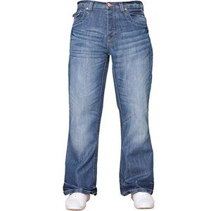 APT Heren eenvoudig blauw bootcut wijde pijpen tentoongesteld works vrije tijd jeans grote maten verkrijgbaar in 3 kleuren, Lichte wassing., 32W / 34L