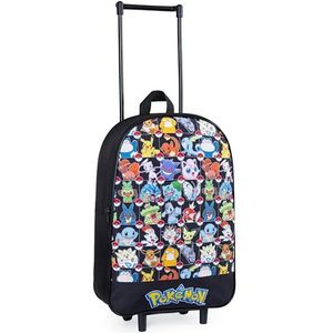 Pokemon Opvouwbare kindertrolleykoffer 39 x 27 cm, 10,5 liter 2 wielen (Zwart AOP)
