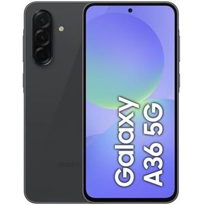 Samsung Galaxy A36 5G, Android-smartphone, 256 GB opslag, 8 GB RAM, zwart, 6X update besturingssysteem, groot scherm, acht kernprocessor