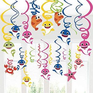 Haai Opknoping Swirl Party Decoraties Whirl Streamers Opknoping Swirl Plafond Decor Verjaardag Partij Plafond Streamers Haai Familie Feestbenodigdheden voor Baby Kids (30Ct)