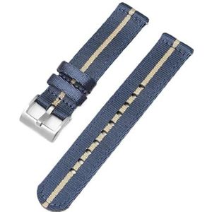 18mm 20mm 22mm 24mm Geweven Nylon Horlogebanden geschikt for Omega for Seamaster 300 Bands Quick Release Heren Sportarmband geschikt for Seiko Riemen(Darkbluebeige-silver,18mm)