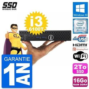 Dell Mini PC OptiPlex 3050 Micro i3-6100T RAM 16GB SSD 2TB HDMI Windows 10 WiFi (Refurbis)