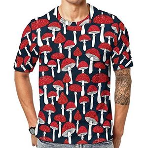 Red Mushrooms Heren T-shirt met korte mouwen en ronde hals print casual T-shirt 3XL