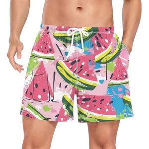 Niigeu Artistieke Naadloze Fruit Watermeloen Zwembroek voor heren, sneldrogend, met zakken, Leuke mode, S