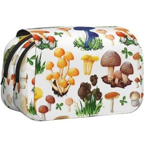 JEJEA Japanse Schilderen Paddestoel Print Pen Etui Potlood Case Houder Voor Potloden Make-up Multifunctionele Organizer Doos Voor Adluts, Zwart, Eén maat, Toilettas