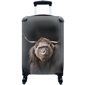 MuchoWow® Koffer - Gorilla - Zwart - Dier - Past binnen 55x40x20 cm en 55x35x25 cm - Handbagage - Trolley - Fotokoffer - Cabin Size - Print