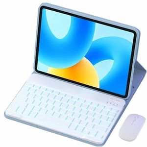Toetsenbordhoes voor HUAWEI MatePad 11.5""S 2024, 7-Kleuren Achtergrondverlichting, Magnetisch Afneembaar Draadloos Toetsenbord,Blauw