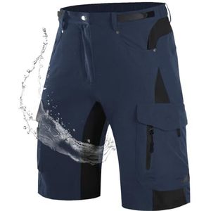 Wespornow Korte broek heren, cargo shorts met 6 zakken, werkbroek mannen, korte bermuda, wandelbroek, fietsbroek, chino, stretch, zomer, wandelshorts, MTB-broek(Donkerblauw,M)