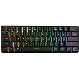 Gamingtoetsenbord, 61 toetsen programmeerbaar RGB mechanisch toetsenbord waterdicht zwart USB-C for gaming(Black Switch)