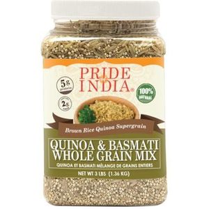 Pride Of India - Quinoa & Basmati Volkoren Mix - Bruine Rijst Quinoa Supergrain, 3.3 Pond (1.5 Kilo) Pot (3 Pond 10% Extra Gratis = 3.3 Pond Totaal)