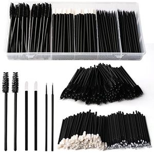 300 STKS Mascara Wands Lip Wands Set, 100 Stks Wimper Borstel/100 Stks Lip Brush/100 STKS, Make-up Tool Kit met Organizer Box