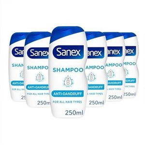 Sanex - Voedende en Zachte Anti-Roos Shampoo - 250 ml - Verpakking van 6
