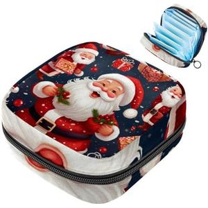 MUOOUM Kerstman Patroon Maandverband Opbergtas Draagbare Menstruatie Tas Voor Vrouwen Tiener Meisjes Menstruatie Cup Pouch Nursing Pad Houder
