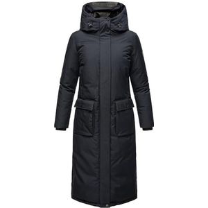 Navahoo Dames winterjas warme mantel extra lang met capuchon Wolkenfrost XIV XS-XXL, Donkerblauw, L