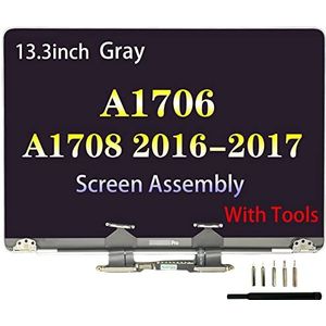 Areiliya Scherm Vervanging voor MacBook Pro 13.3 ""A1706 A1708 Late 2016 Mid 2017 EMC 3071 EMC 3163 EMC 2978 EMC 3164 Retina Volledige LCD Display Montage 2560x1600 (Grijs)