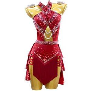 Fringe Latin Competition -Jurken Voor Dames Mousserende Balzaal Danskleding Hollow Backless Professionele Cha Cha Prestatie Danskostuum Rok Voor Rumba Salsa,D,L
