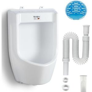 Urinoir kunststof pissoir met slang, urinoirzeef en accessoires, toiletset voor heren, staande wc-set, plastiek wandpisuar voor tuin, toilet, huis, camping, bouwplaats, wit, pvc