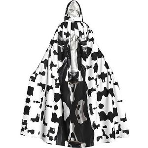 ZISHAK Zwart-witte koeienprint unisex vampiercape voor Halloween-liefhebbers - ongeëvenaarde feestkleding voor mannen en vrouwen