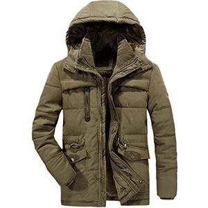 Modieuze winterjas voor heren en heren, dikke casual outwear jassen, winddichte parka's plus size, fluwelen warme jas, kaki, 3XL