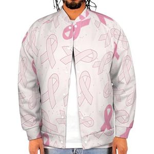 Borstkanker Bewustzijn Roze Linten Grappige Mannen Baseball Jacket Gedrukt Jas Zachte Sweatshirt Voor Lente Herfst