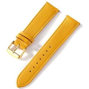 Jeniko Palm Bedrukte Lederen Band Echte Koeienhuid Horlogeband Handgemaakte Blauw Geel Bruin Bruin Heren Dameshorloge Armband (Color : Yellow gold buckle, Size : 20mm)