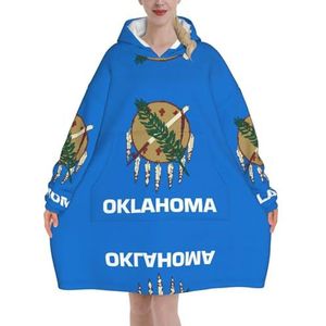 Oversized Oklahoma State Flag Hoodies Vrouwen Uk Pluizige Deken Hoodie Sherpa Vrouwen Fleece Draagbare Deken Mannen