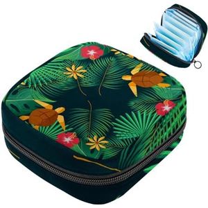 Opbergtas voor maandverband, groene bladschildpadden, draagbare maandverband, inlegkruisjes, tampons, maandverband, opberghouder voor vrouwen, school, kantoor