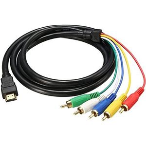 XYWHPGV HDMI naar 5 RCA Kabel Male naar Audio Video AV Conversie Lijn Cord Adapter Zender voor HDTV DVD 1080P 5ft 1.5m Zwart Plastic(ca3ec 6304e 06c50 e3942 884f7 efc10