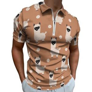 Pied-de-poule-patroon poloshirt voor heren, casual T-shirts met ritssluiting en kraag, golftops, slim fit