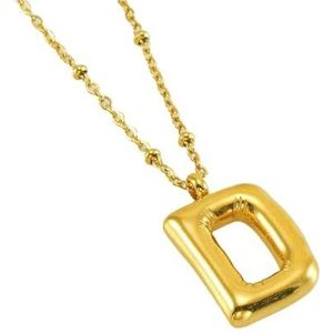 Dames eenvoudige bubble letter ketting 18K roestvrij staal Engelse letter hanger sieraden(Style:Gold-D)