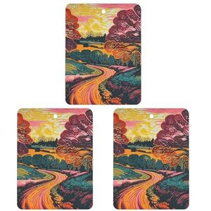 Auto luchtverfrissers 3 stuks hangende luchtverfrisser geur geurkaarten hout patroon auto aromatherapie tabletten achteruitkijkspiegel hanger auto verfrisser voor kledingkast badkamer vierkant