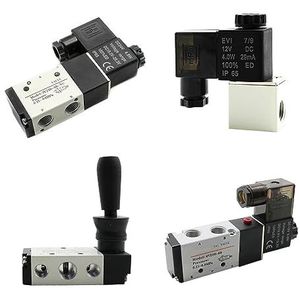 Pneumatische Magneetventiel 4H210-08 3V210-08 4V210-08DC12V DC24V AC110V AC220V Air Directional Control Valve Gas Magnetische Klep (3v210-08 12v, ADD PC12 geluiddemper)