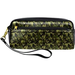 PU Lederen Etui Student Potlood Pouch Zwart en Grijs Camouflage Patroon Briefpapier Organizer Met Compartimenten Rits Potlood Tas Voor Tiener Meisjes Jongens, Veelkleurig-9, Potlood Tas