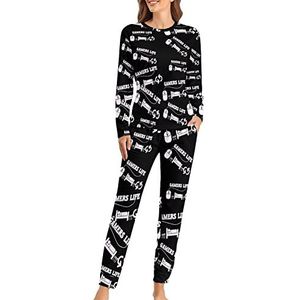 Gamers Life Fashion 2 stuks dames pyjama sets lange mouwen nachtkleding nachtkleding loungewear stijl