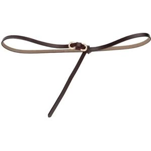Dames leren dunne tailleband zonder gaten, decoratieve riem met, twee lagen(10001- Coffee Color)