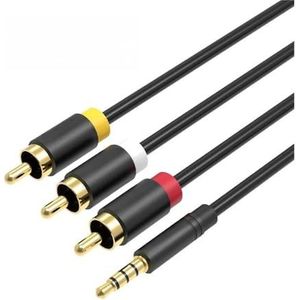 Ja/ck 3,5 mm naar 3RCA-kabel 3,5 mm jack mannelijk naar 3 RCA mannelijk AUX audiosplitter Fit Compatible Spea/ker TV Box Stereo Aux-kabel 2,5 naar RCA (Color : 3.5 to 3RCA Aluminum, Size : 1.5m)