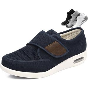 Diabetische Schoenen,Bredere Antislip Heren Verstelbare Wandelschoenen Voor Senioren(Blue,49EU)